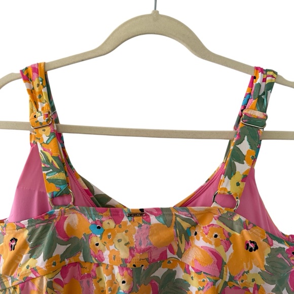 Anne Cole Swimsuit Tankini Size 18W Floral Multicolour Underwire Ruching - Picture 10 of 16